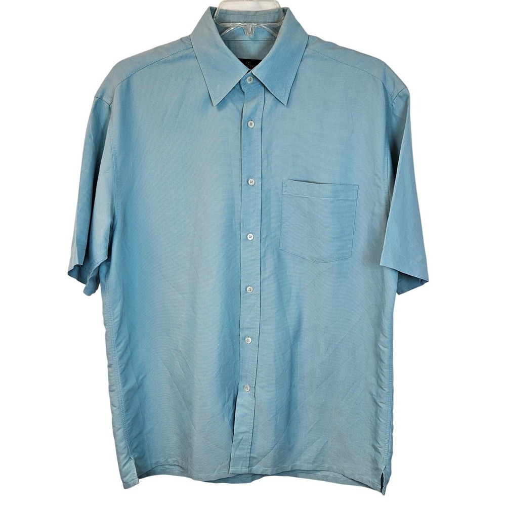 Bugatchi Uomo Large Blue Button Down Shirt Modal Blend Coastal Old Money Vibe